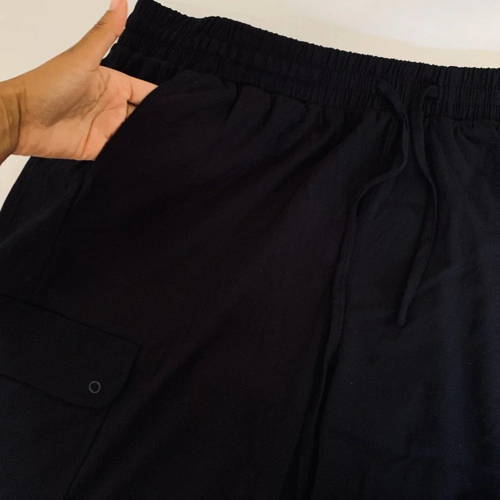 NWT‎ Torrid Cargo Pants Women 2X Black Wide Leg Stretch Challis Utility Gorpcore